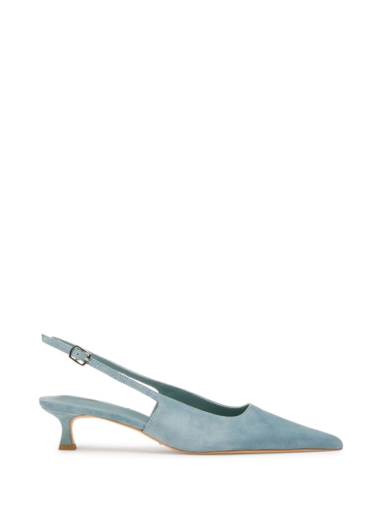 Tony Bianco Blue Crush Denim Suede Pointed Toe Slingback Heels - Image 1 of 6