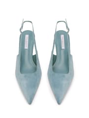 Tony Bianco Blue Crush Denim Suede Pointed Toe Slingback Heels - Image 2 of 6