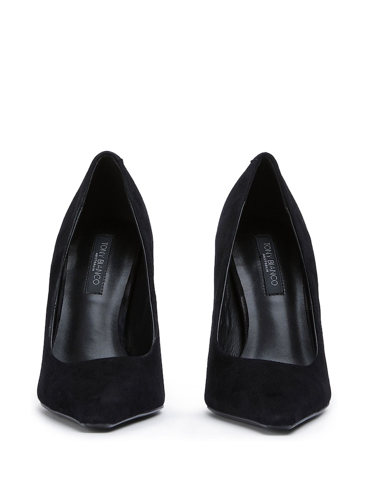 Tony Bianco Black Swish Suede Pointed Toe Court Heels - Image 2 of 4