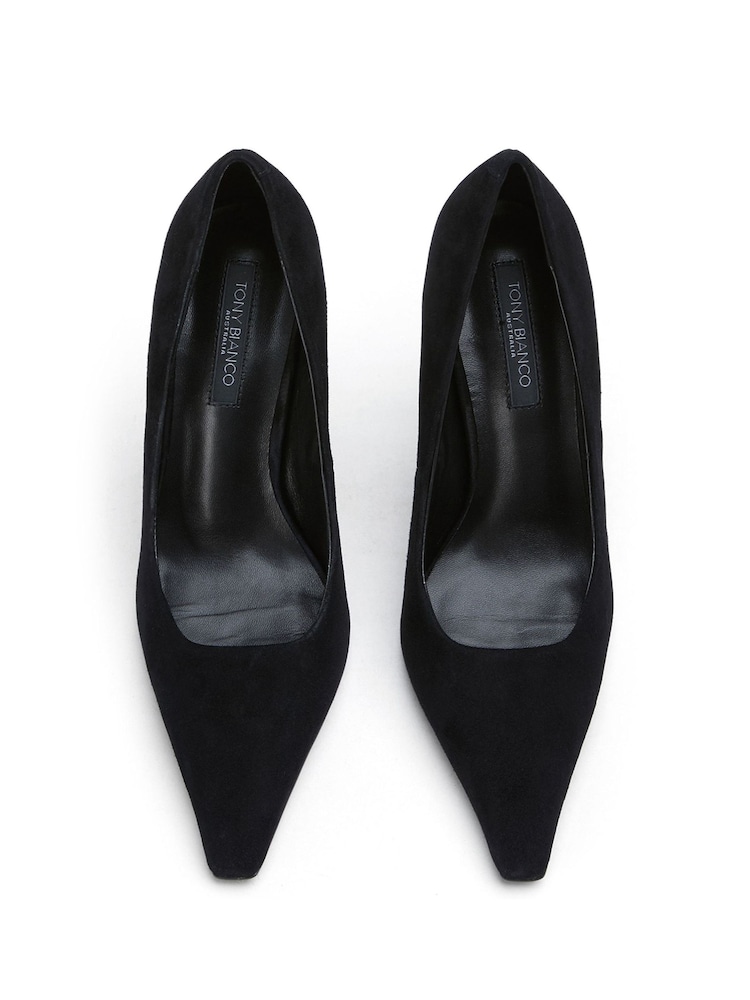 Tony Bianco Black Swish Suede Pointed Toe Court Heels - Image 4 of 4