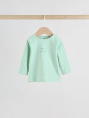 Sage Green Hello World Top and Leggings Baby Set (0-18mths) - Image 2 of 11