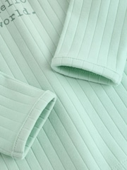 Sage Green Hello World Top and Leggings Baby Set (0-18mths) - Image 9 of 11