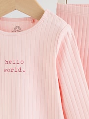 Pink Hello World Top and Leggings Baby Set (0-18mths) - Image 7 of 12