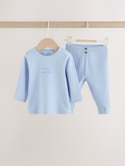 Blue Hello World Top and Leggings Baby Set (0-18mths) - Image 1 of 12