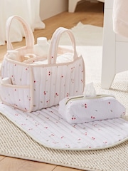 Cuddleco Ditsy Cherry Nappy Caddy Set - Image 1 of 6