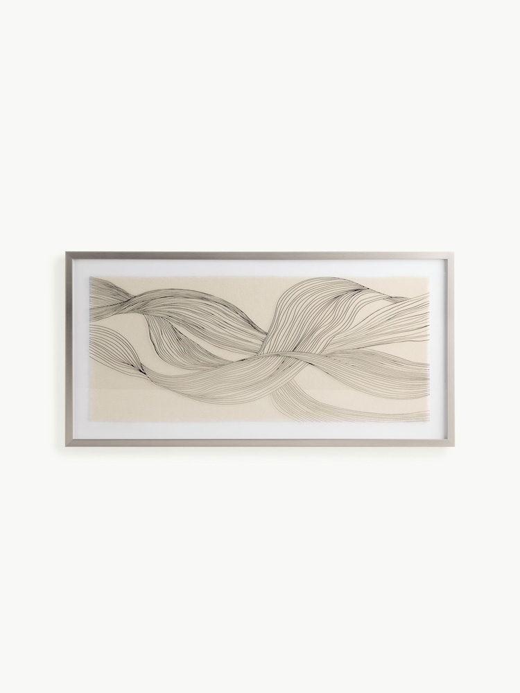 Textured Linear Swirl Framed Fabric Wall Art - 圖片 1/3 Textured Linear Swirl Framed Fabric Wall Art - 圖片 1/3
