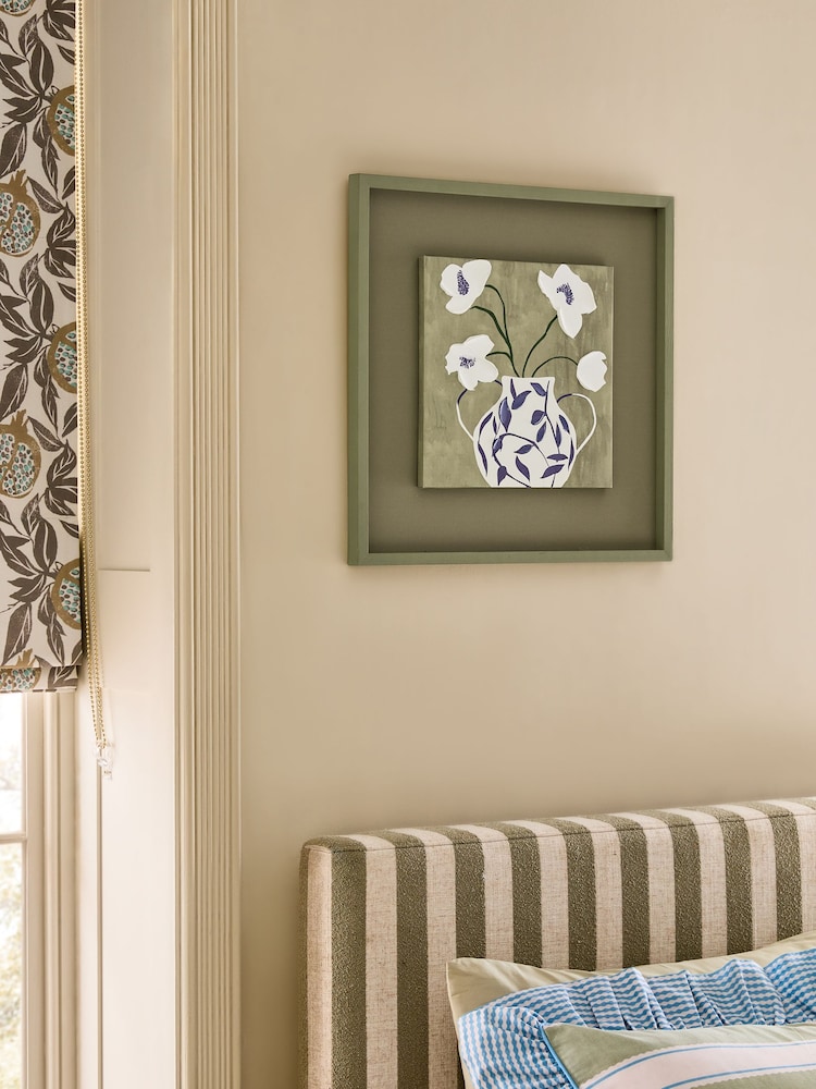 Buy Green Hand Paint Detail Floral Still Life Framed Wall Art from Next ...