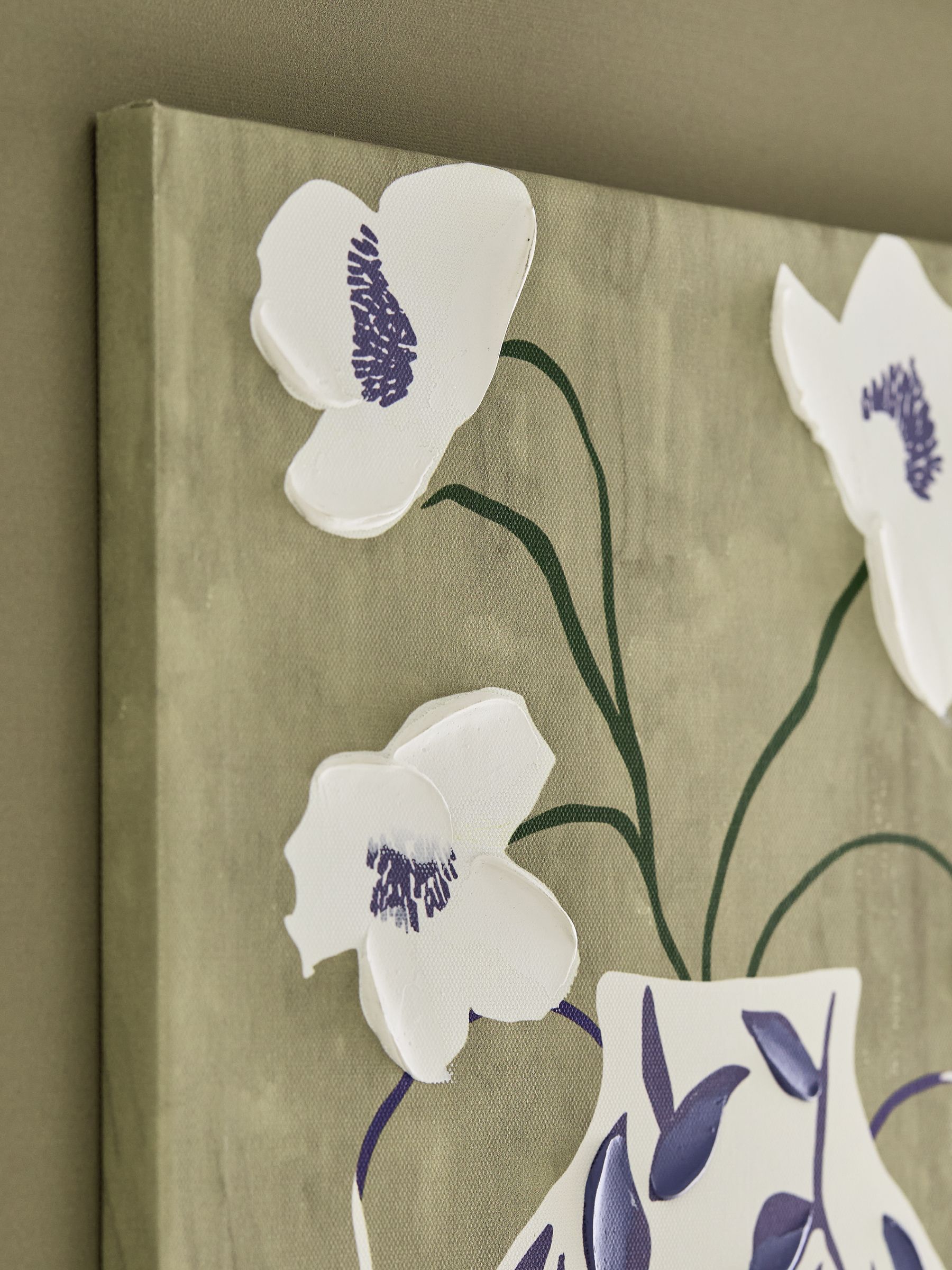 Buy Green Hand Paint Detail Floral Still Life Framed Wall Art from Next ...