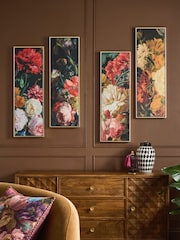Set of 4 Multi Dramatic Floral Hand Paint Detail Wall Art - Image 1 of 4
