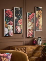 Set of 4 Multi Dramatic Floral Hand Paint Detail Wall Art - Image 2 of 4