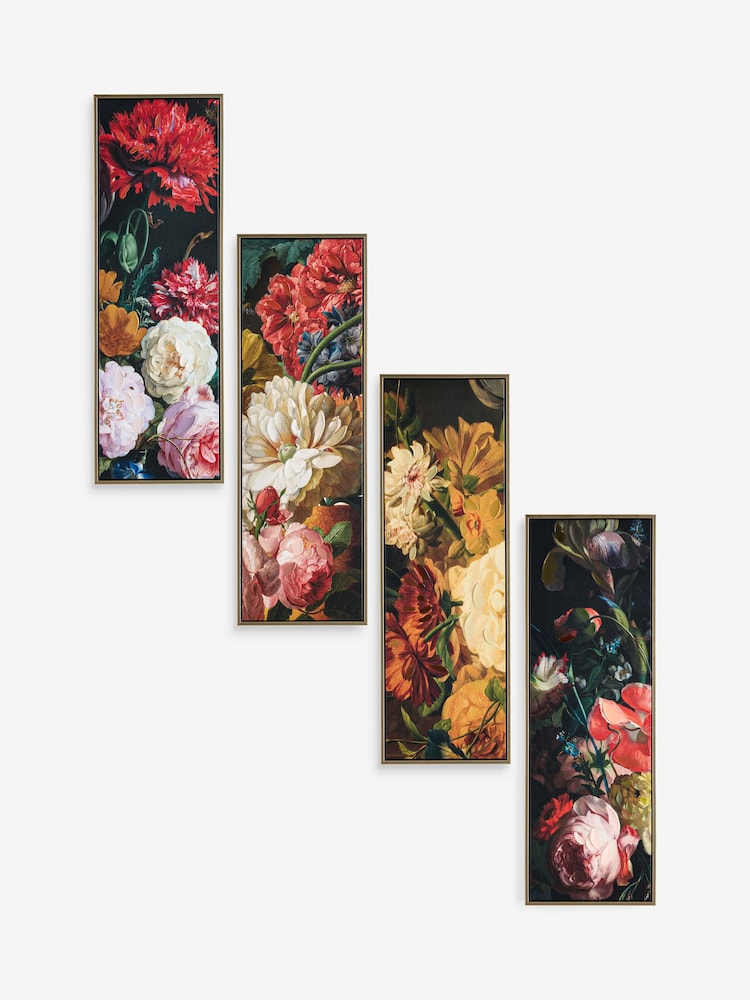 Set of 4 Multi Dramatic Floral Hand Paint Detail Wall Art - Image 4 of 4 Set of 4 Multi Dramatic Floral Hand Paint Detail Wall Art - Image 4 of 4
