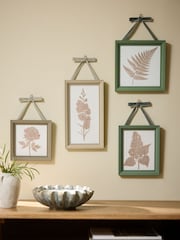 Set of 4 Neutral Hanging Etched Botanical Wall Art - Image 1 of 7