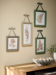 Set of 4 Neutral Hanging Etched Botanical Wall Art - Image 2 of 7