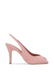 Tony Bianco Pink Peggy Blossom Suede Stiletto Slingback Heels - Image 3 of 6