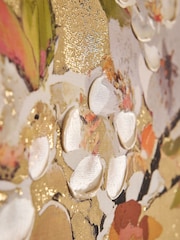 Set of 2 Gold Textured Metallic Floral Wall Art - Image 4 of 6