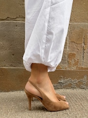 Tony Bianco Natural Peggy Taupe Suede Stiletto Slingback Heels - Image 1 of 8