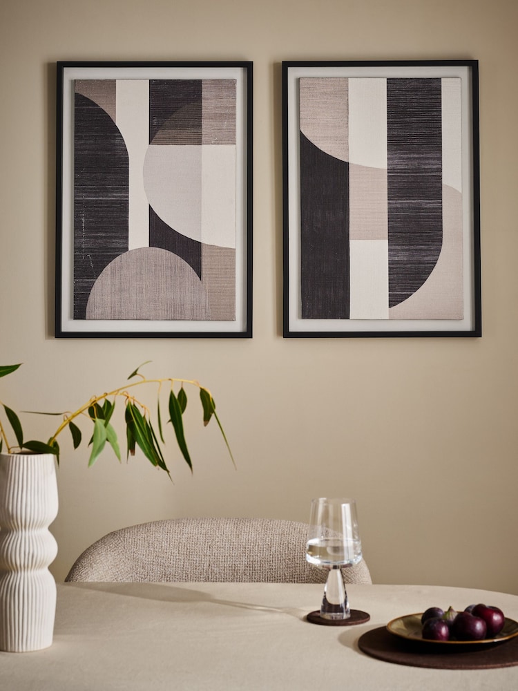 Set of 2 Monochrome Bold Textured Abstract Wall Art - Image 1 of 5