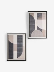 Set of 2 Monochrome Bold Textured Abstract Wall Art - Image 4 of 5
