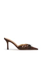 Tony Bianco Brown Shae Espresso Suede Backless Pointed Toe Heels - Image 1 of 10