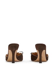 Tony Bianco Brown Shae Espresso Suede Backless Pointed Toe Heels - Image 6 of 10