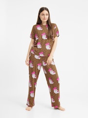 Urban Threads Brown Cowboy Santa Long Pyjamas Set - Image 5 of 5