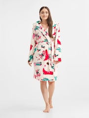 Urban Threads Urban Threads Cream Cowgirl Christmas Fleece Dressing Gown - Imagen 1 de 5