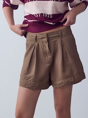 Washed Chocolate Brown Washed Chino Shorts - Image 3 of 8