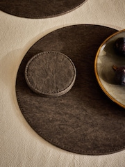 Set of 4 Chocolate Brown Reversible Faux Leather Placemats and Coasters - Image 2 of 3