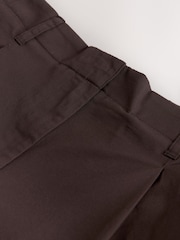 Chocolate Brown Pleated Barrel Leg Chino Trousers - Image 7 of 7