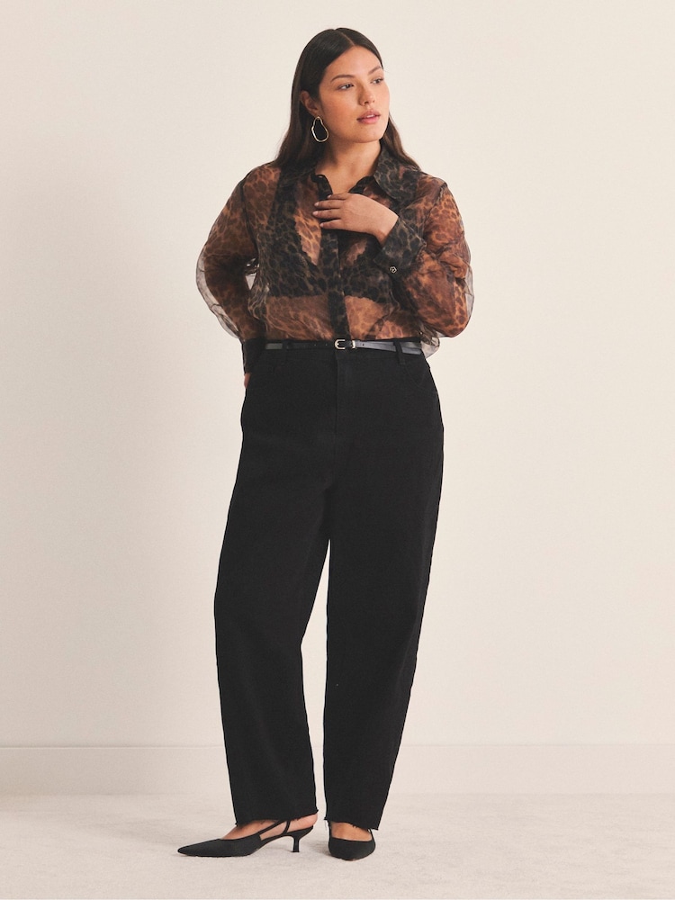 Simply Be Brown Leopard Print Sheer Organza Shirt - Image 4 of 4 Simply Be Brown Leopard Print Sheer Organza Shirt - Image 4 of 4