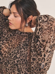 Simply Be Animal Print Georgette High Neck Blouse - Image 4 of 4