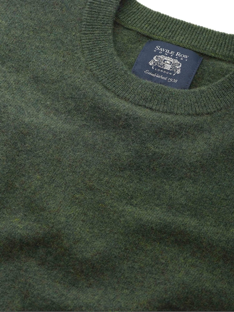 Savile Row Company Green Merino Wool Cashmere Blend Crew Neck Jumper - Image 2 of 2 Savile Row Company Green Merino Wool Cashmere Blend Crew Neck Jumper - Image 2 of 2