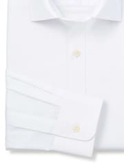 Savile Row Company Slim Fit White Herringbone Cotton Single Cuff Formal White Shirt - Image 2 of 3