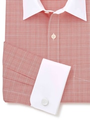 Savile Row Company Red Classic Fit Red POW Check Cotton Winchester Double Cuff Formal Shirt - Image 2 of 2