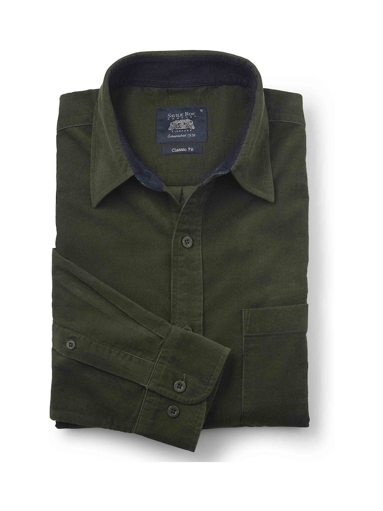 Savile Row Company Classic Fit Cotton Babycord Casual Brown Shirt - Image 4 of 4