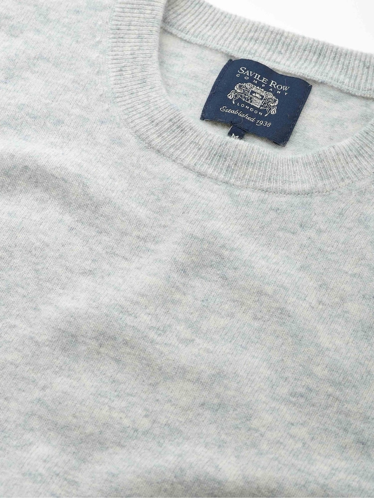 Savile Row Company Grey Merino Wool Cashmere Blend Crew Neck Jumper - Image 4 of 4 Savile Row Company Grey Merino Wool Cashmere Blend Crew Neck Jumper - Image 4 of 4