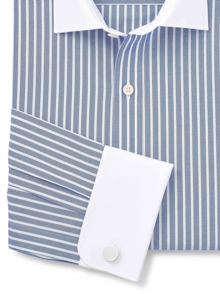 blue linen sleeveless dress Ash & Erie White Dobby Wrinkle Resistant Dress Shirt for Short Men main image 0