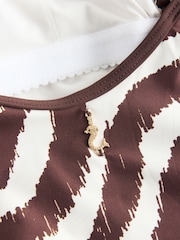 Daily by Desmond and Dempsey Chocolate Brown Wave Keyhole Scoop Swimsuit with Tummy Control - Image 7 of 9