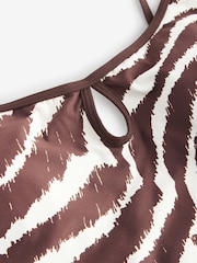 Daily by Desmond and Dempsey Chocolate Brown Wave Keyhole Scoop Swimsuit with Tummy Control - Image 9 of 9