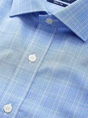 Savile Row Company Slim Fit Blue Princes of Wales Check Cotton Double Cuff Formal Shirt - Image 5 of 5