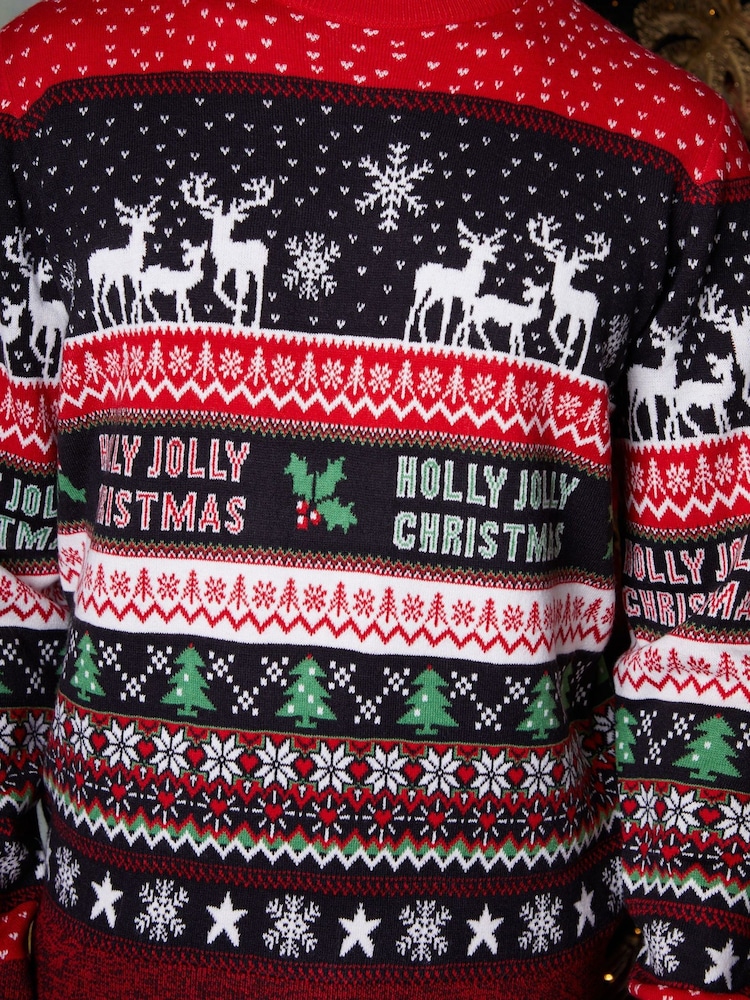 Threadbare Black Christmas Fairisle Knitted Jumper - Image 5 of 5 Threadbare Black Christmas Fairisle Knitted Jumper - Image 5 of 5
