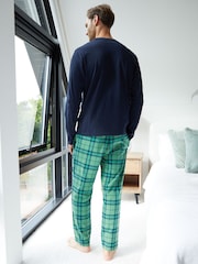 Threadbare Blue Christmas Tree Graphic Print Long Pyjamas (2-Piece Set) - Image 3 of 5