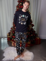 Threadbare Christmas Print Long Pyjamas (2-Piece Set) - Imagen 1 de 5