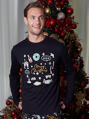Threadbare Christmas Print Long Pyjamas (2-Piece Set) - Imagen 2 de 5