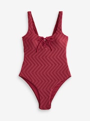 Daily by Desmond and Dempsey Deep Red Weave Scoop Neck Swimsuit with Tummy Control - Image 11 of 14