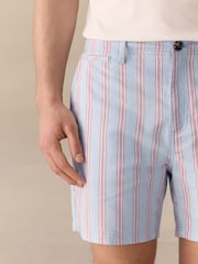 Blue Cotton Stripe Chino Shorts - Image 4 of 11