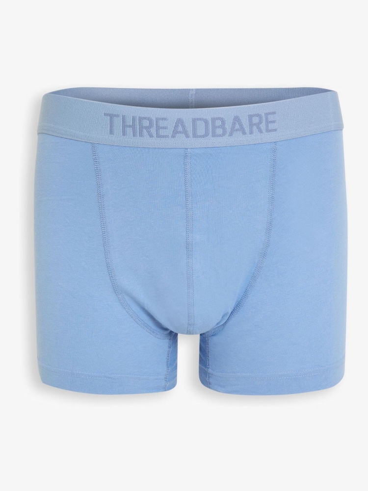 Threadbare Blue Hipster Fit Boxer Shorts (3 Pack) - Image 2 of 5 Threadbare Blue Hipster Fit Boxer Shorts (3 Pack) - Image 2 of 5