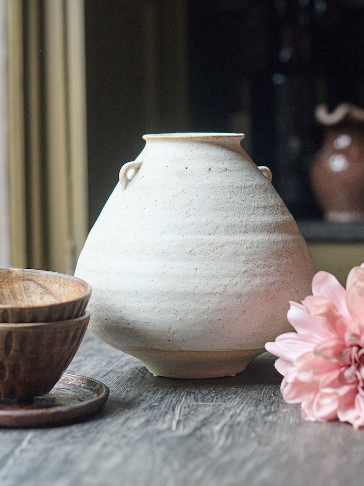 Abigail Ahern Off White Lorewood Ceramic Textured Vase - Image 1 of 4