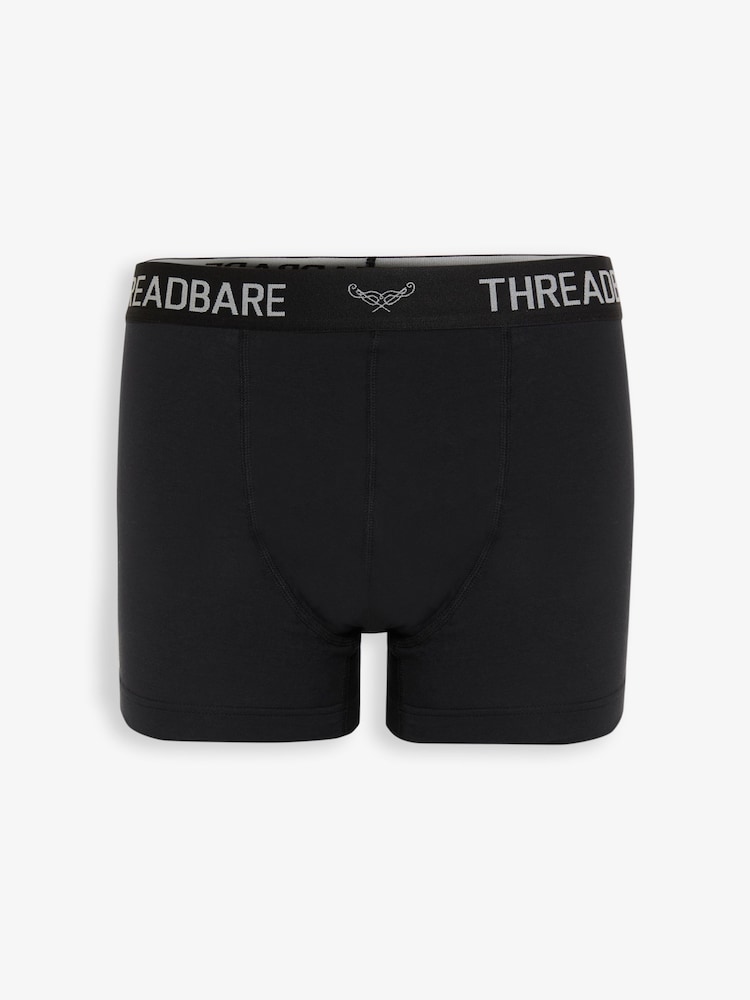 Threadbare Black Hipster Fit Boxer Shorts (7 Pack) - Image 2 of 3 Threadbare Black Hipster Fit Boxer Shorts (7 Pack) - Image 2 of 3