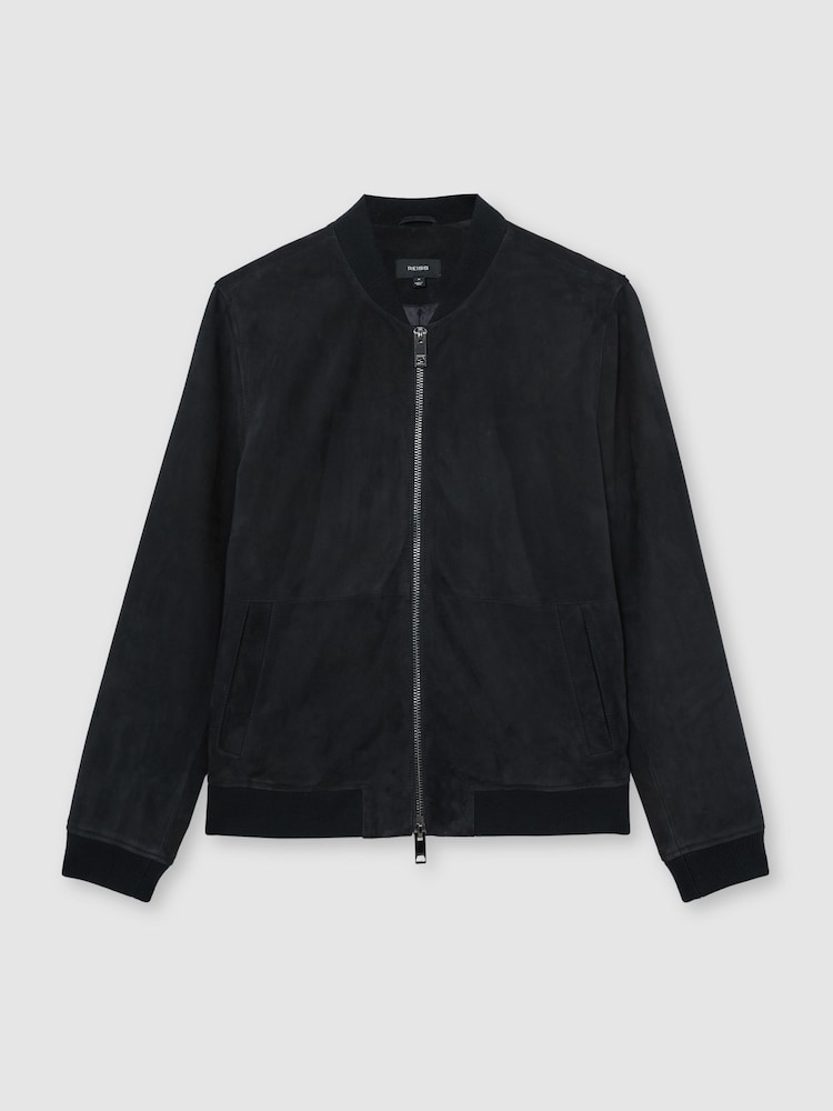 Reiss Navy Bild Zip-Through Bomber Jacket - Image 2 of 7 Reiss Navy Bild Zip-Through Bomber Jacket - Image 2 of 7